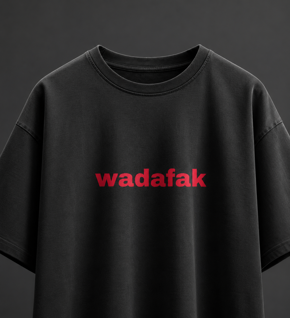 Black oversized tshirt: Wadafak 2.0