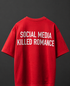 Classic Red Oversized Tshirt- Social Media Killed Romance
