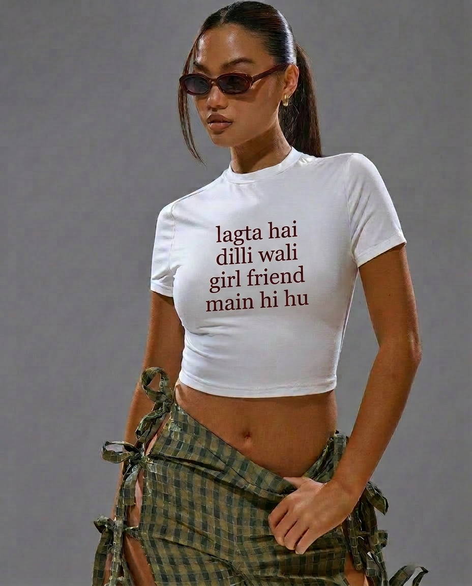 white baby tee: dilli wali gf