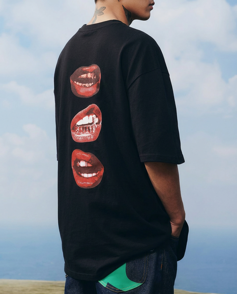 Black oversized tshirt: Wadafak 2.0