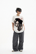 Off white oversized tshirt: Glitch potrait tshirt