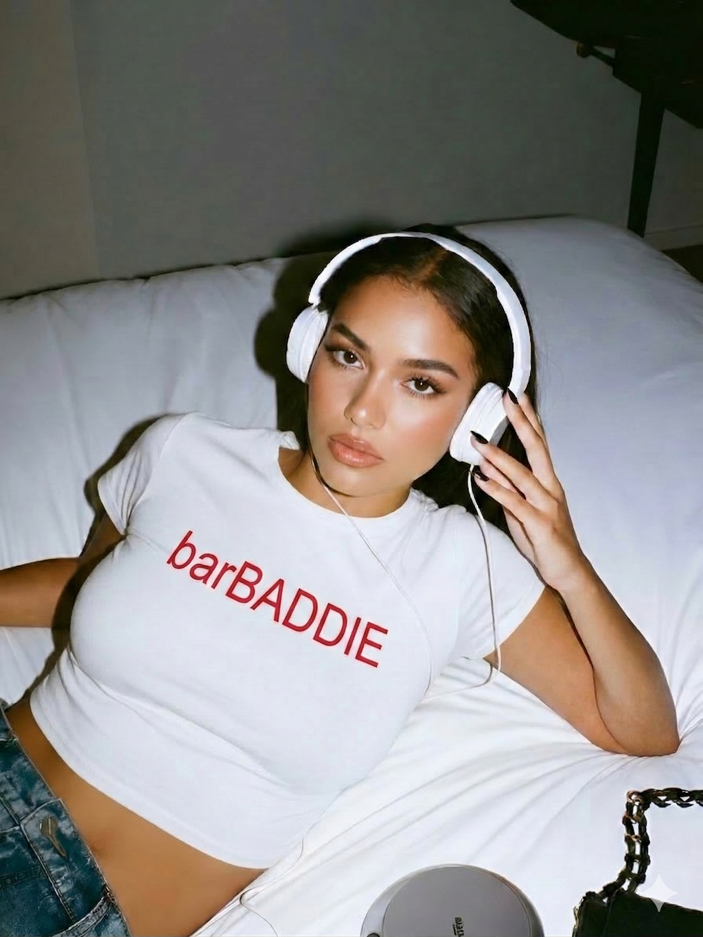 White Desi baddie baby tee : barBaddie