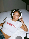 White Desi baddie baby tee : barBaddie