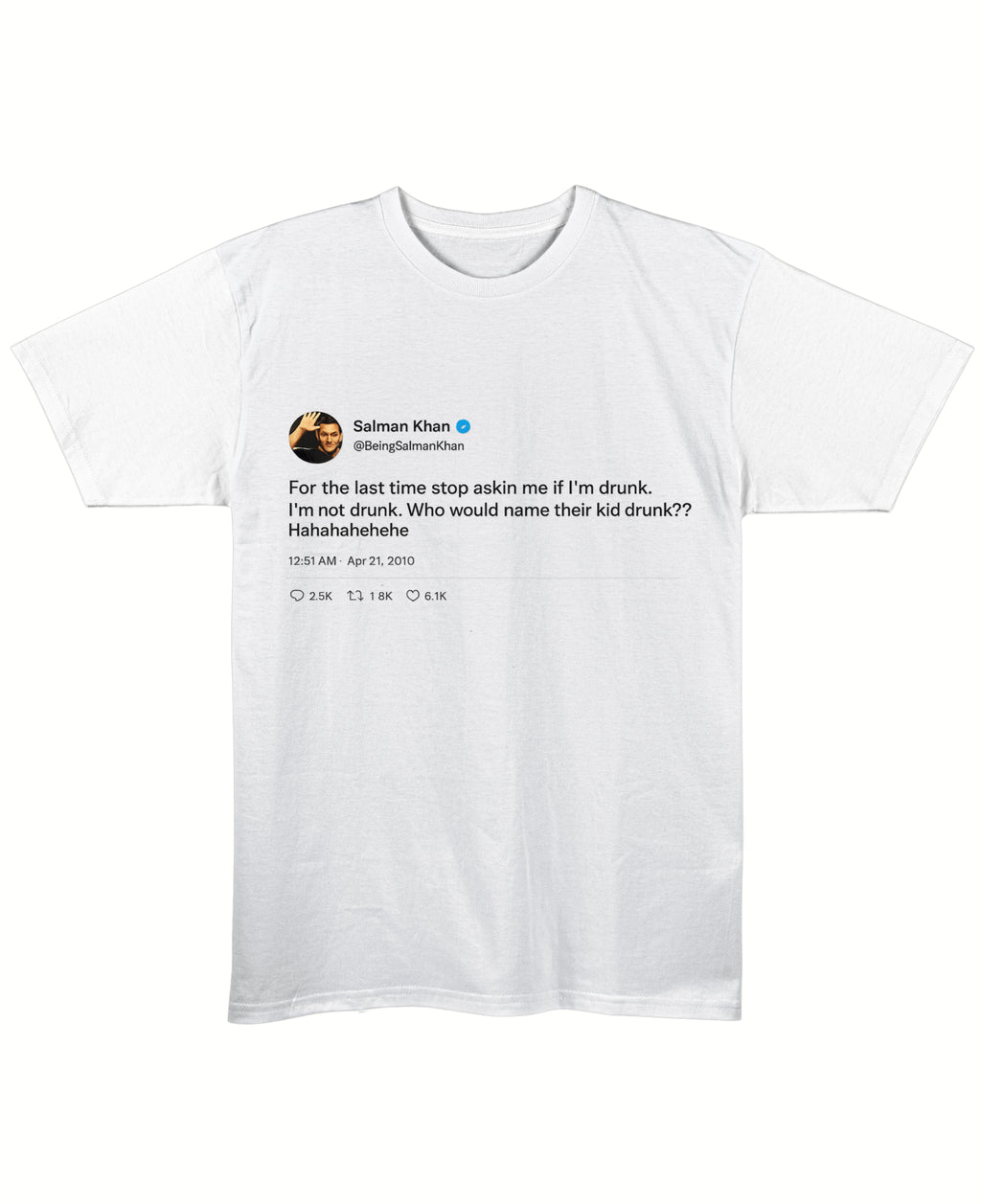 White Regular Fit T-shirt Front Design