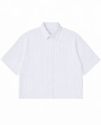 Blue Striped Oxford Boxy Shirt Front Design