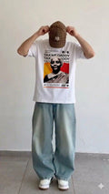 White oversized tshirt: Tax me daddy